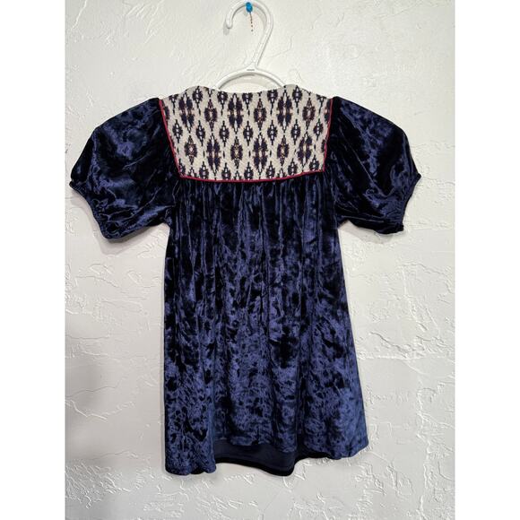 Zara girls velvet batik puff sleeve peasant prairie‎ dress 3-4 years cottagecore - Picture 3 of 5